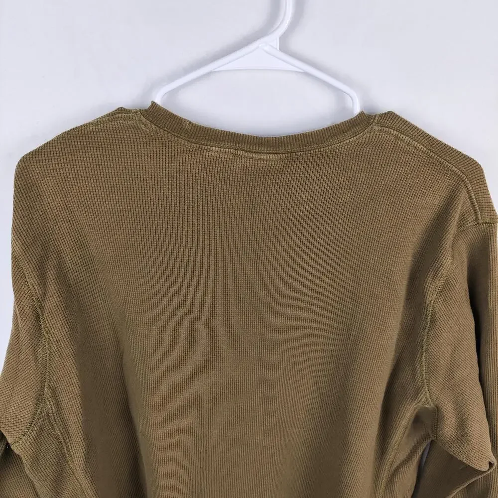 The North Face Shirt Mens XL Brown Thermal Waffle Knit Crew Long Sleeve Top